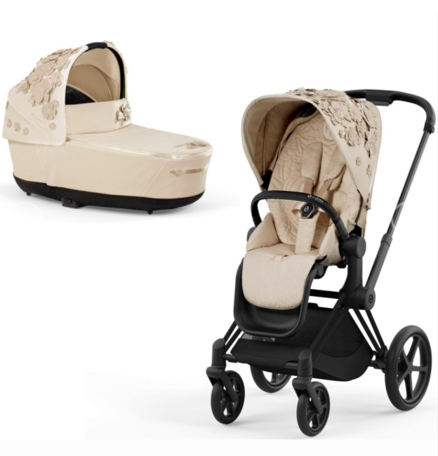 Коляска 2 в 1 Cybex Priam IV Simply Flowers Nude Beige - фото