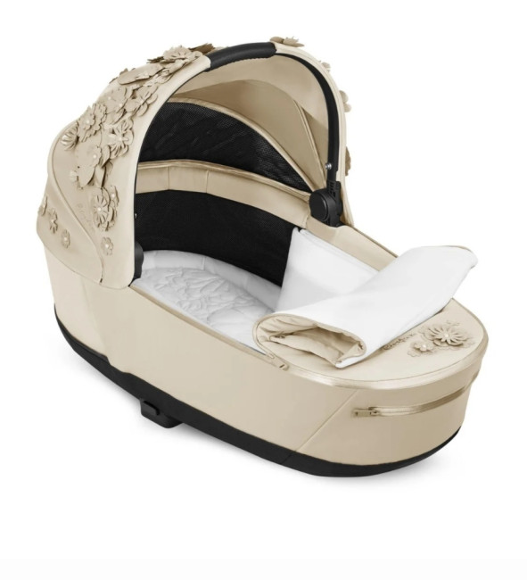Коляска 2 в 1 Cybex Priam IV Simply Flowers Nude Beige на шасси Rosegold - фото3