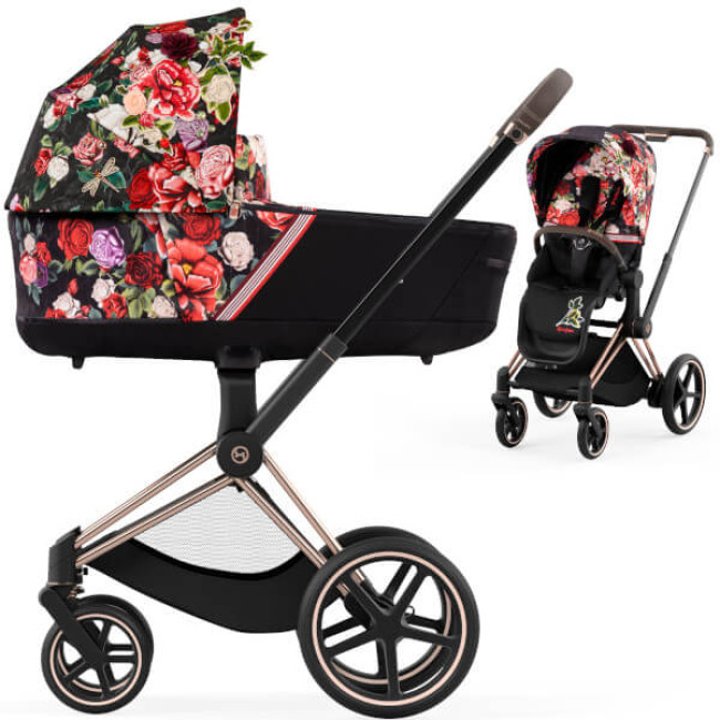 Коляска 2 в 1 Cybex Priam IV Spring Blossom Dark на шасси Rosegold - фото