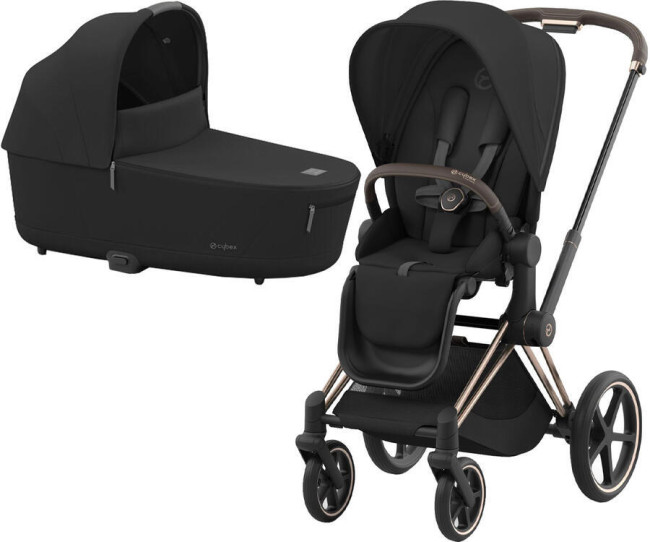 Коляска 2 в 1 Cybex Priam IV Sepia Black на шасси Rosegold 2023/2024 - фото