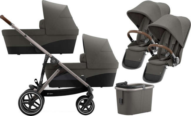 Коляска 2 в 1 для двойни Cybex Gazelle S (TPE / Soho Grey) - фото