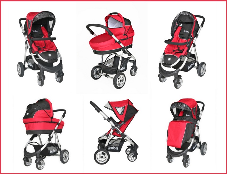 Универсальная коляска  2 в 1 Baby Prestige OMEGA COMFORT RED