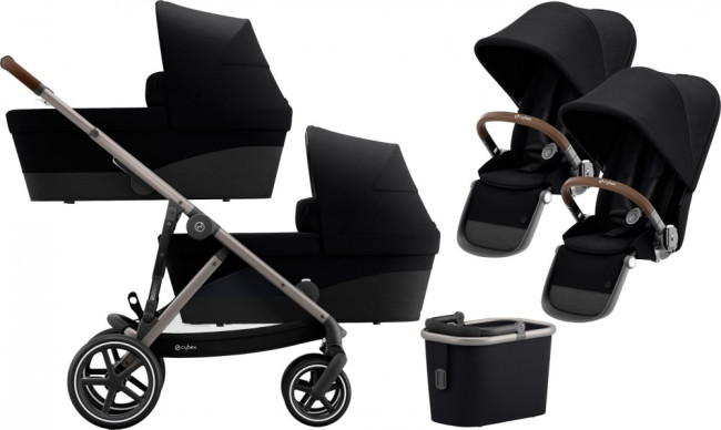 Коляска 2 в 1 для двойни Cybex Gazelle S (TPE / Deep Black) - фото