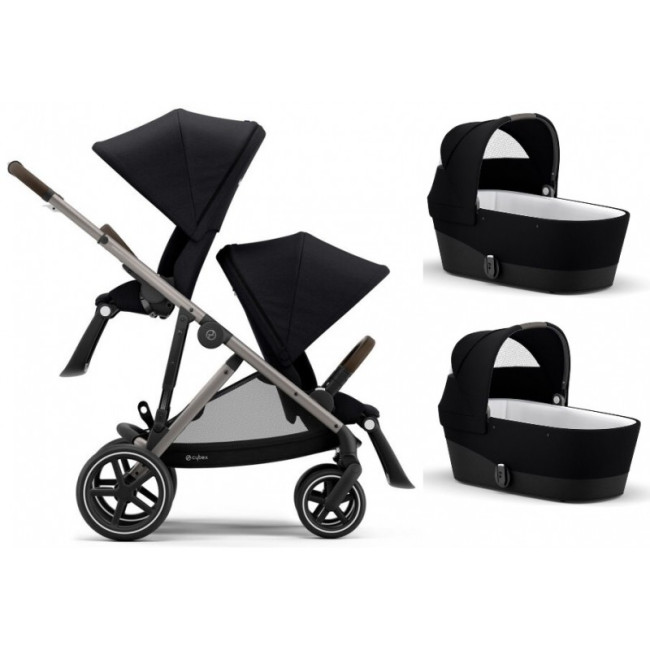 Коляска 2 в 1 для двойни Cybex Gazelle S (TPE / Deep Black) - фото2