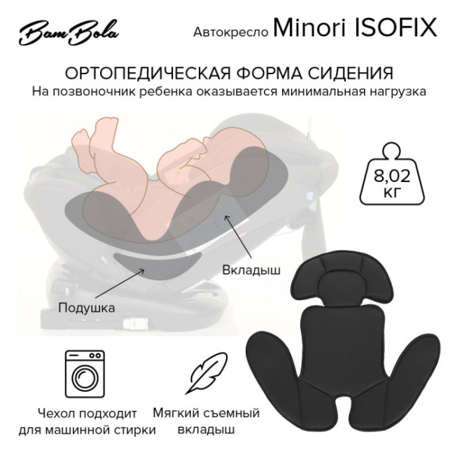 Автокресло BamBola Minori Isofix Светло/Коричневый - фото4