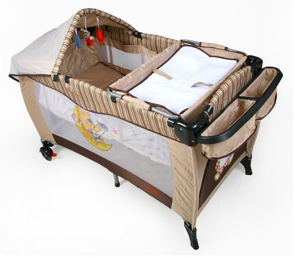 Манеж-кроватка Baby Prestige Delux COMFORT  2 уровня+качание+музыка - фото4